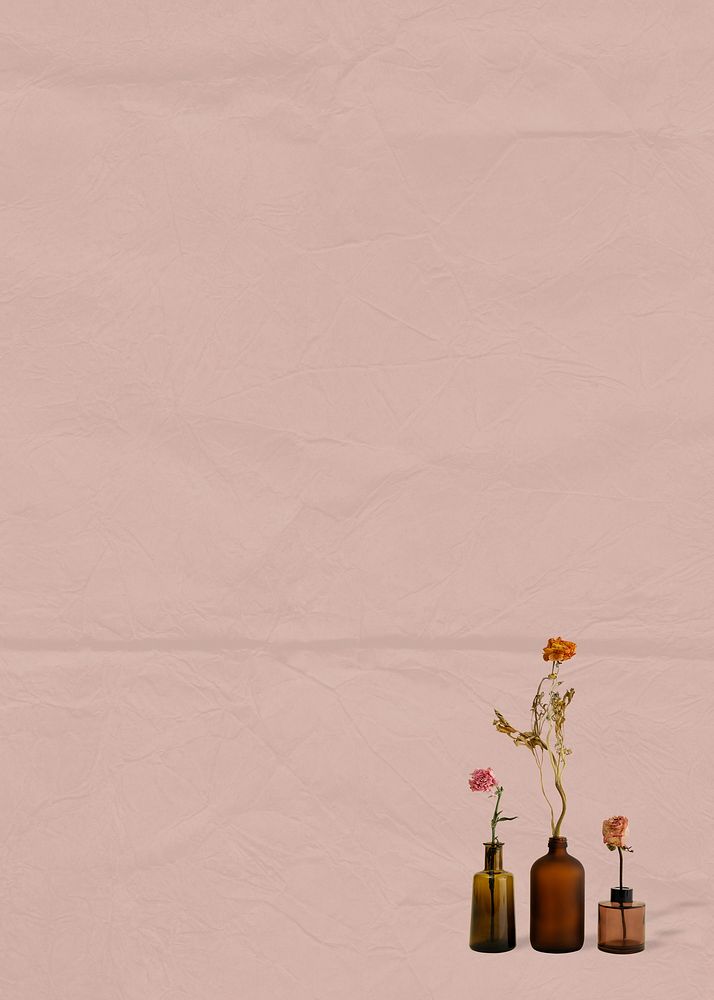 Flower vase border background, pink paper design