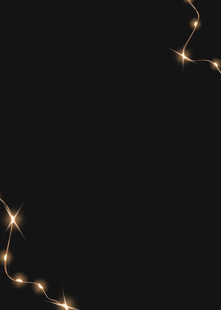 Fairy lights border background, black design