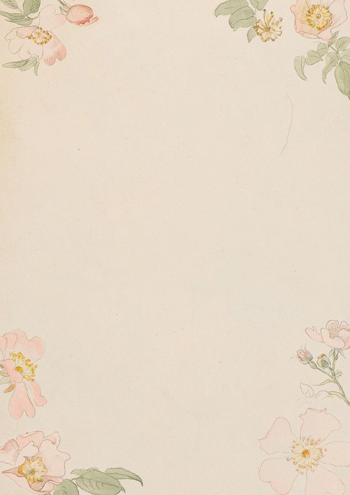 Vintage flower border background, beige design