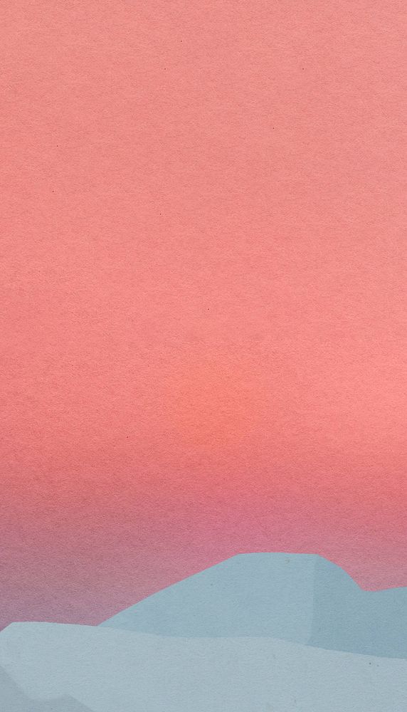 Pink gradient sky iPhone wallpaper, mountain border