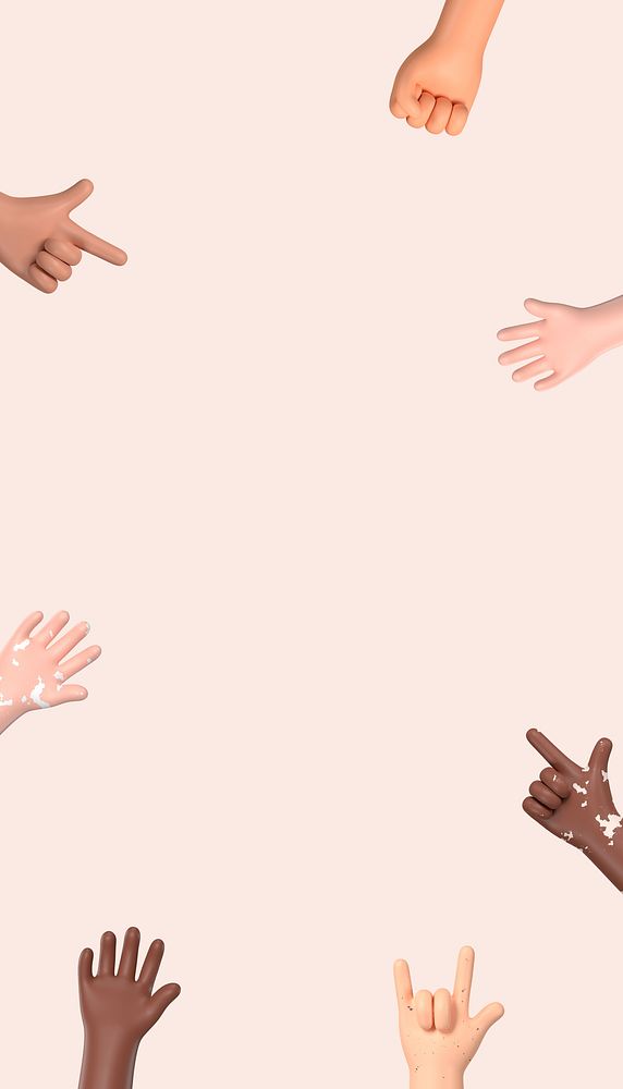 Raised diverse hands iPhone wallpaper, 3D frame