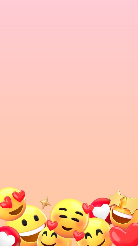 Love emoticons border iPhone wallpaper, pink gradient design