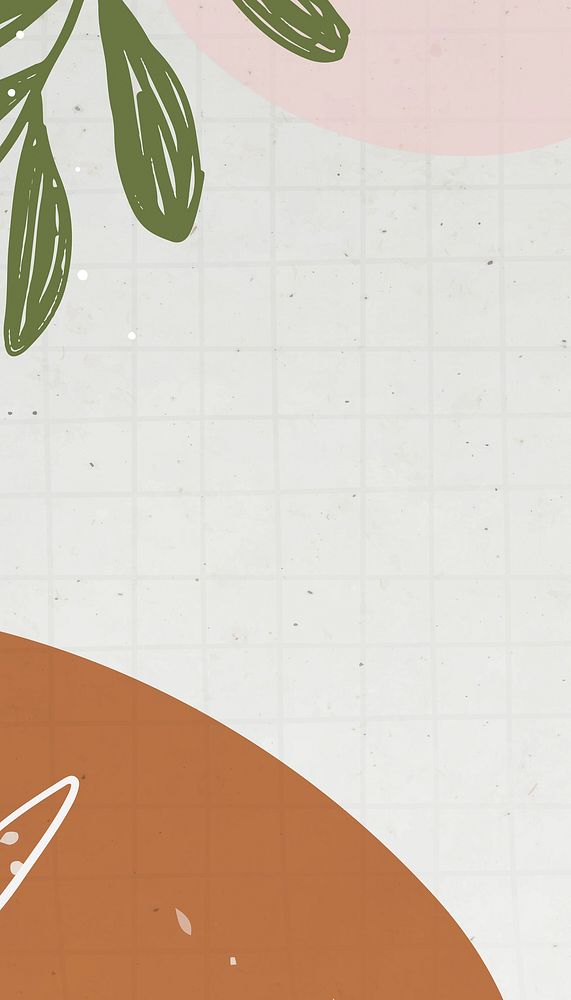 Botanical aesthetic border iPhone wallpaper, grid patterned design