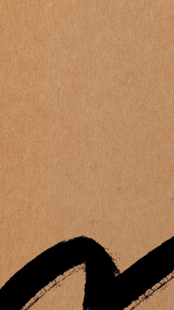 Brown textured phone wallpaper, black paint stroke border