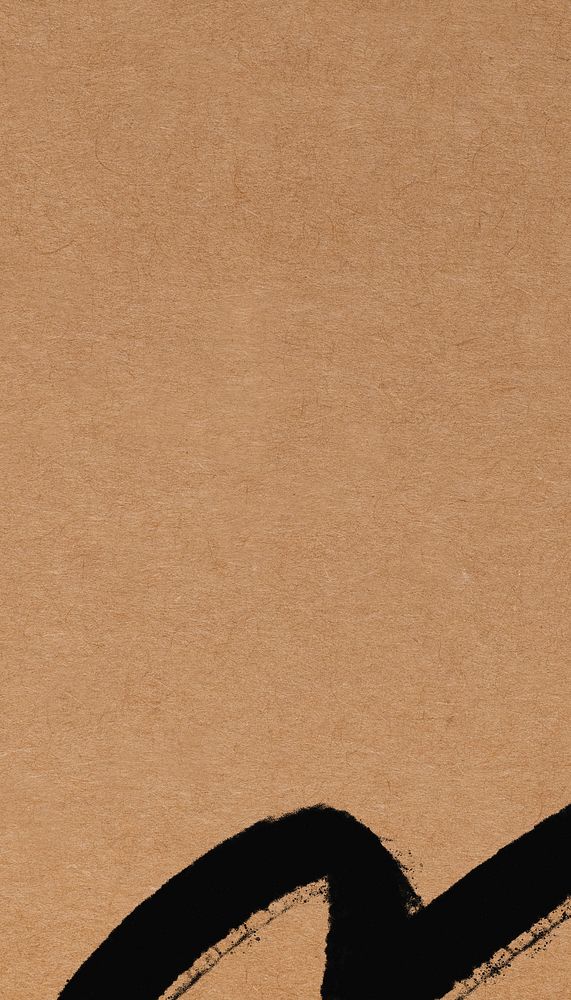 Brown textured phone wallpaper, black paint stroke border