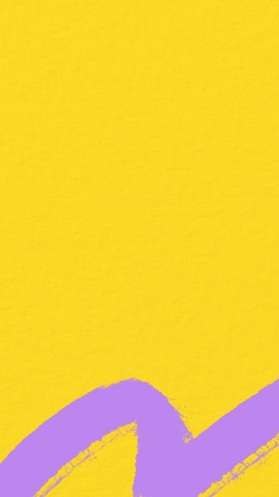 Yellow textured phone wallpaper, purple paint stroke border