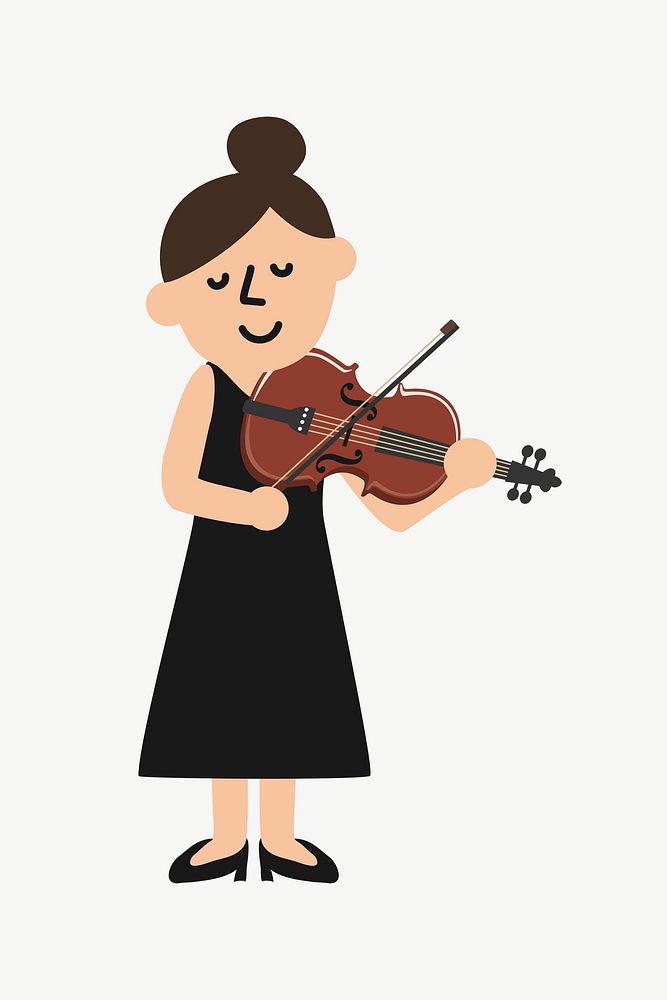 Female violinist clipart illustration psd. Free public domain CC0 image.