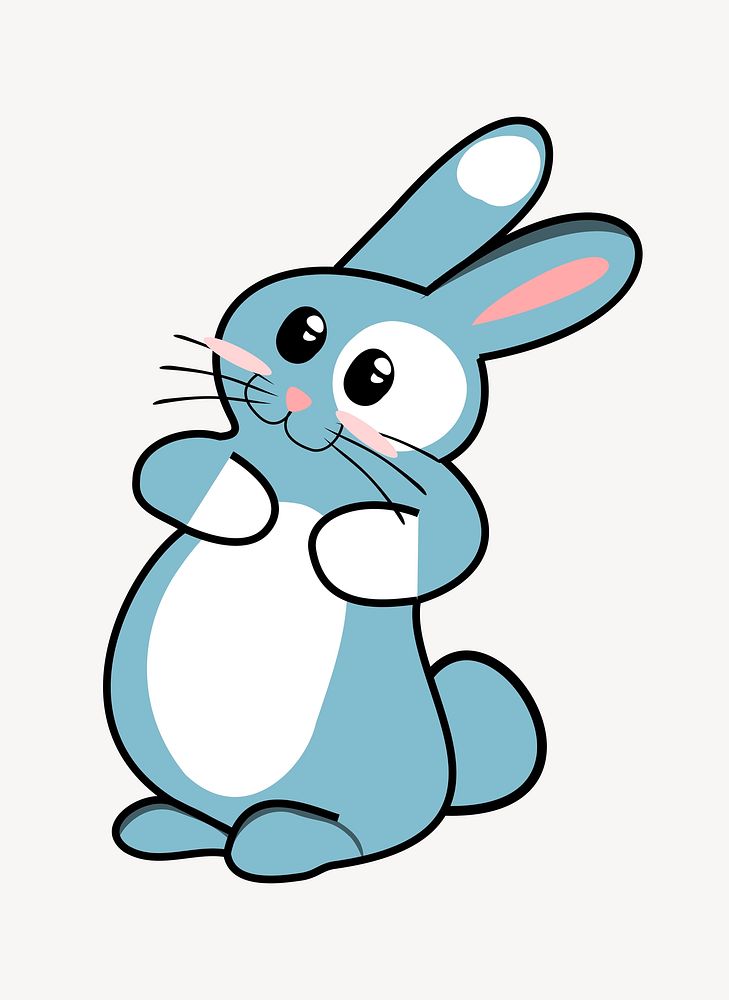 Cute bunny cartoon clip art vector. Free public domain CC0 image.