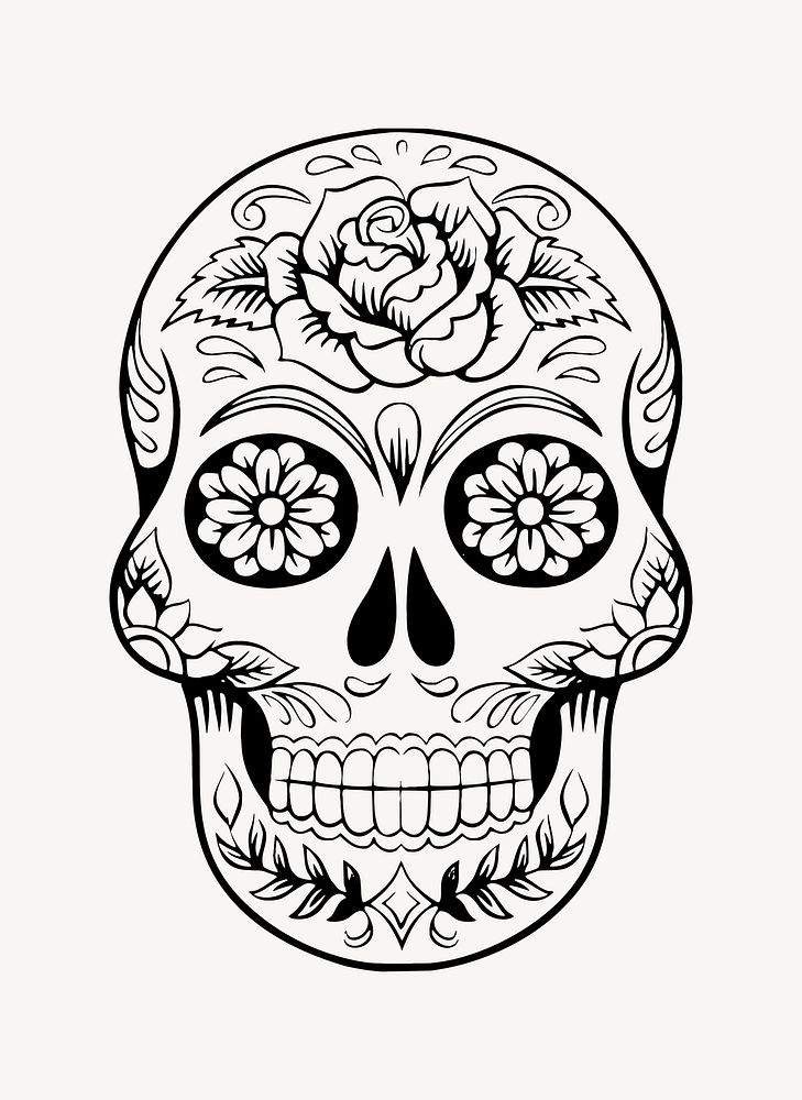 Sugar skull clip art vector. Free public domain CC0 image.