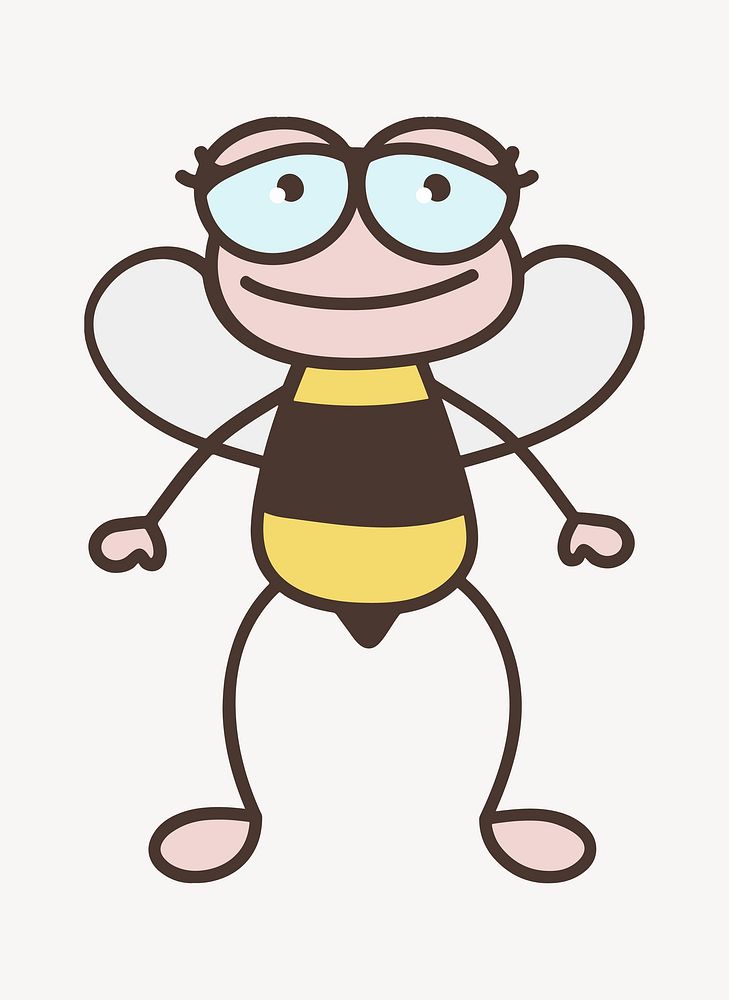 Bee insect cartoon clip art vector. Free public domain CC0 image.