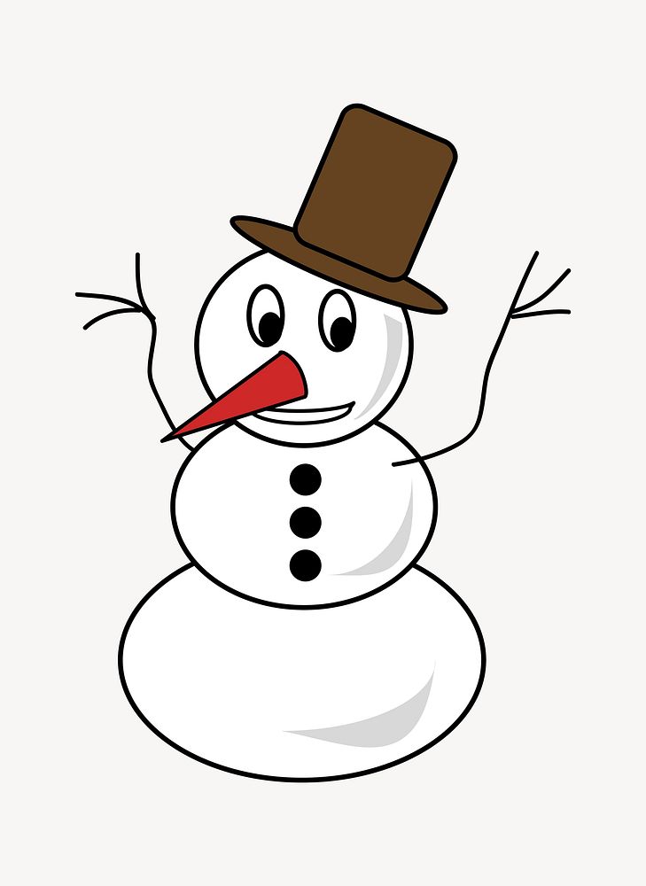 Snowman cartoon clip art vector. Free public domain CC0 image.