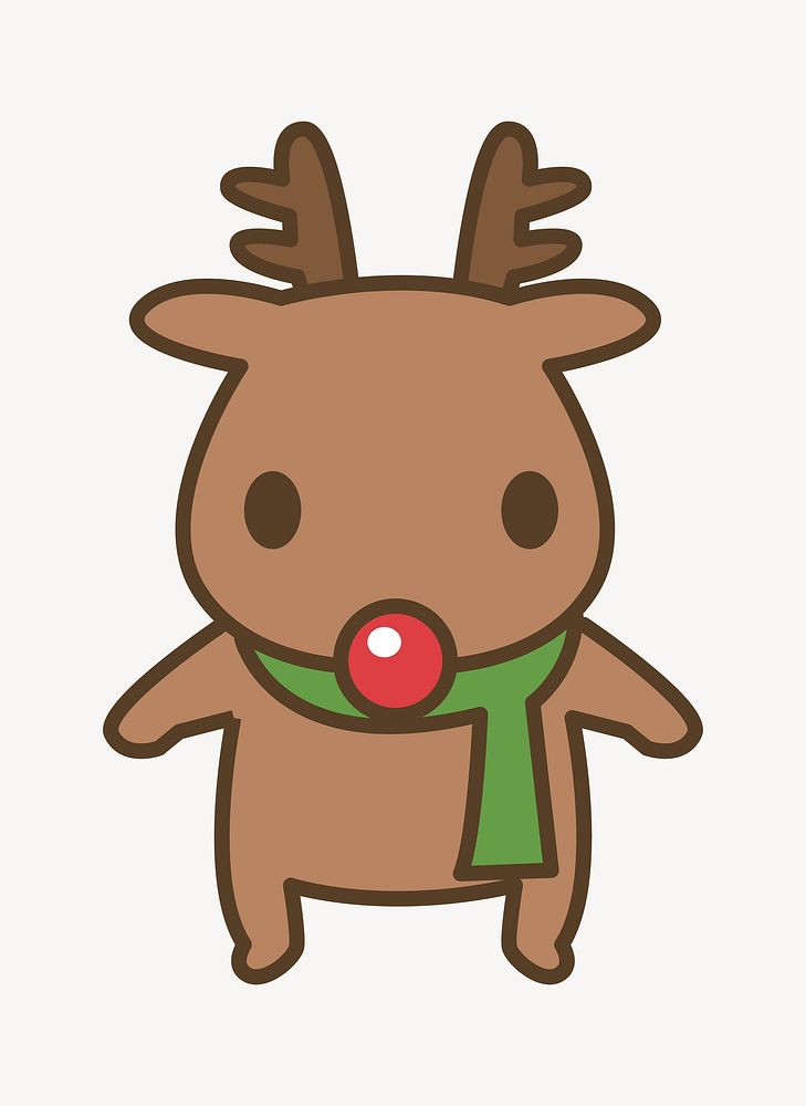 Christmas reindeer cartoon clip art vector. Free public domain CC0 image.