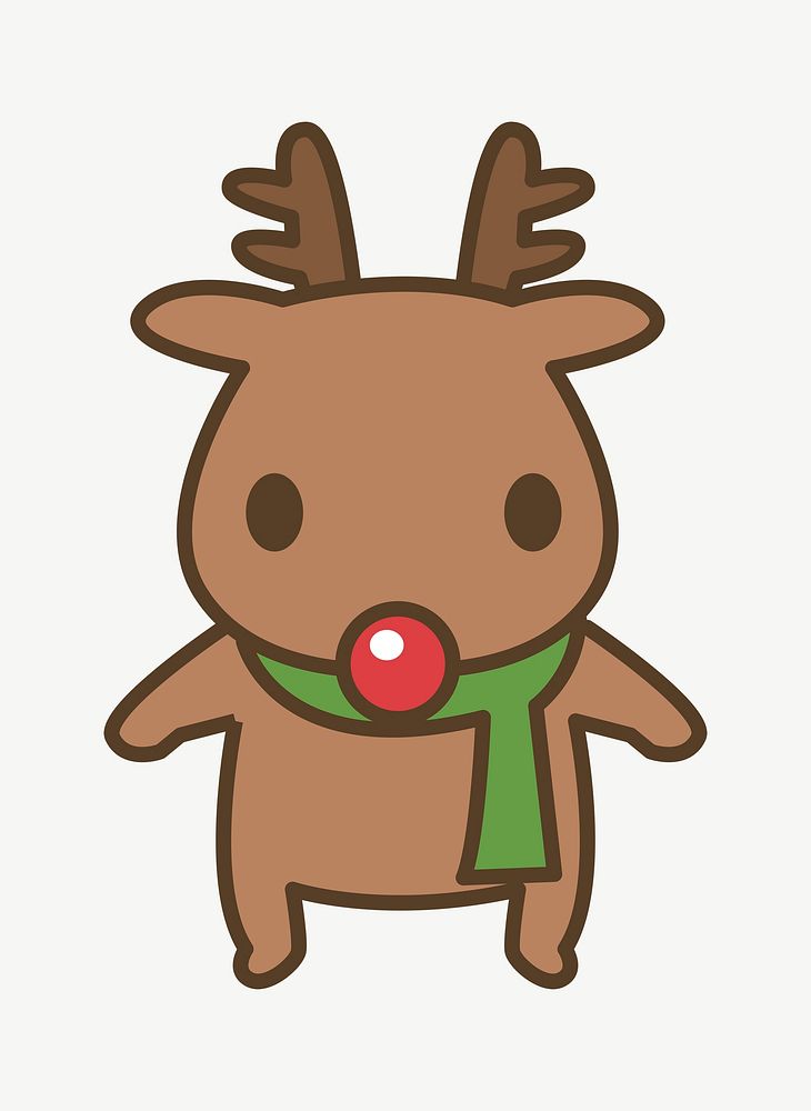 Christmas reindeer cartoon clipart illustration psd. Free public domain CC0 image.