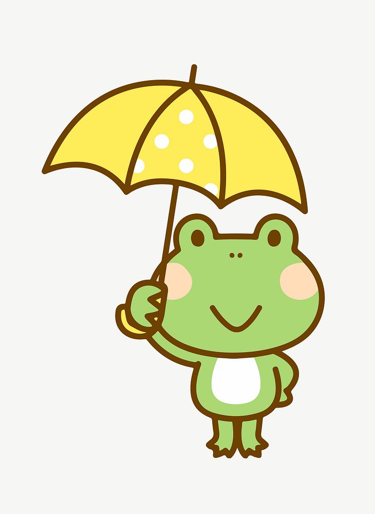 Frog holding umbrella clipart illustration psd. Free public domain CC0 image.