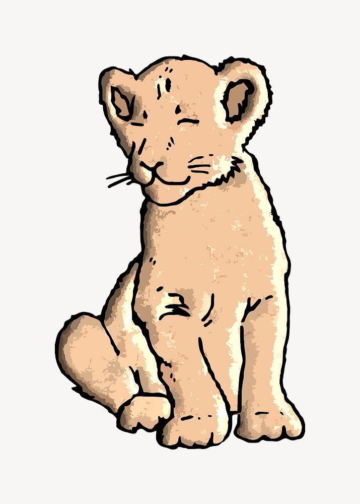 Lion cub collage element vector. Free public domain CC0 image.