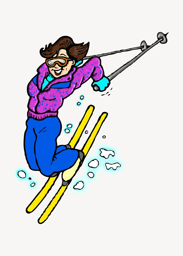 Ski illustration. Free public domain CC0 image.