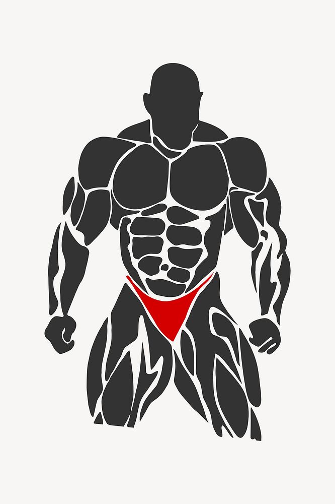 Muscular man illustration. Free public domain CC0 image.