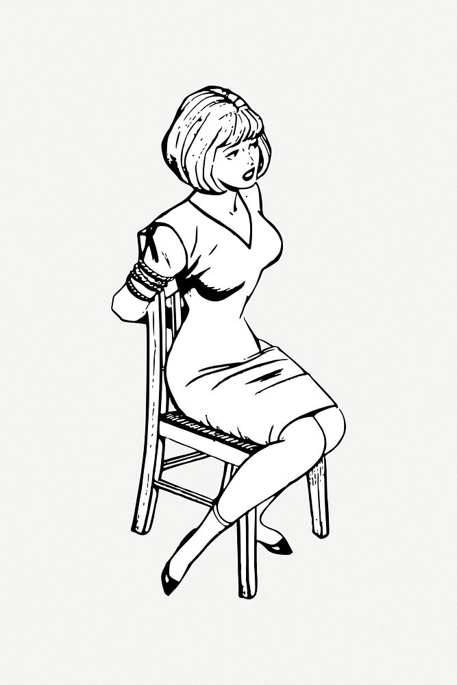 Captive woman illustration psd. Free public domain CC0 image.