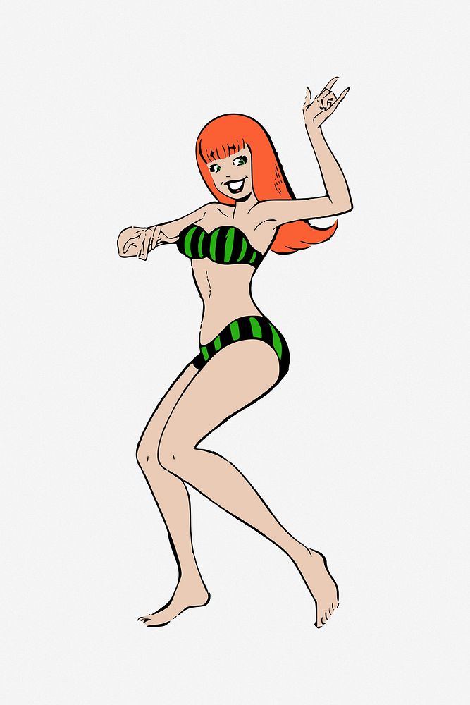 Woman in bikini collage element vector. Free public domain CC0 image.