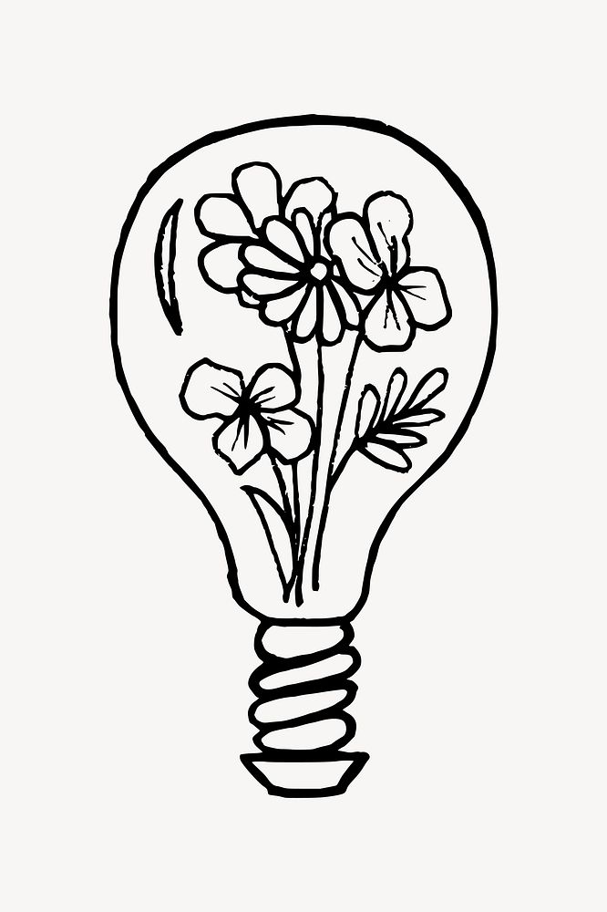 Floral light bulb clipart illustration | Free Vector - rawpixel