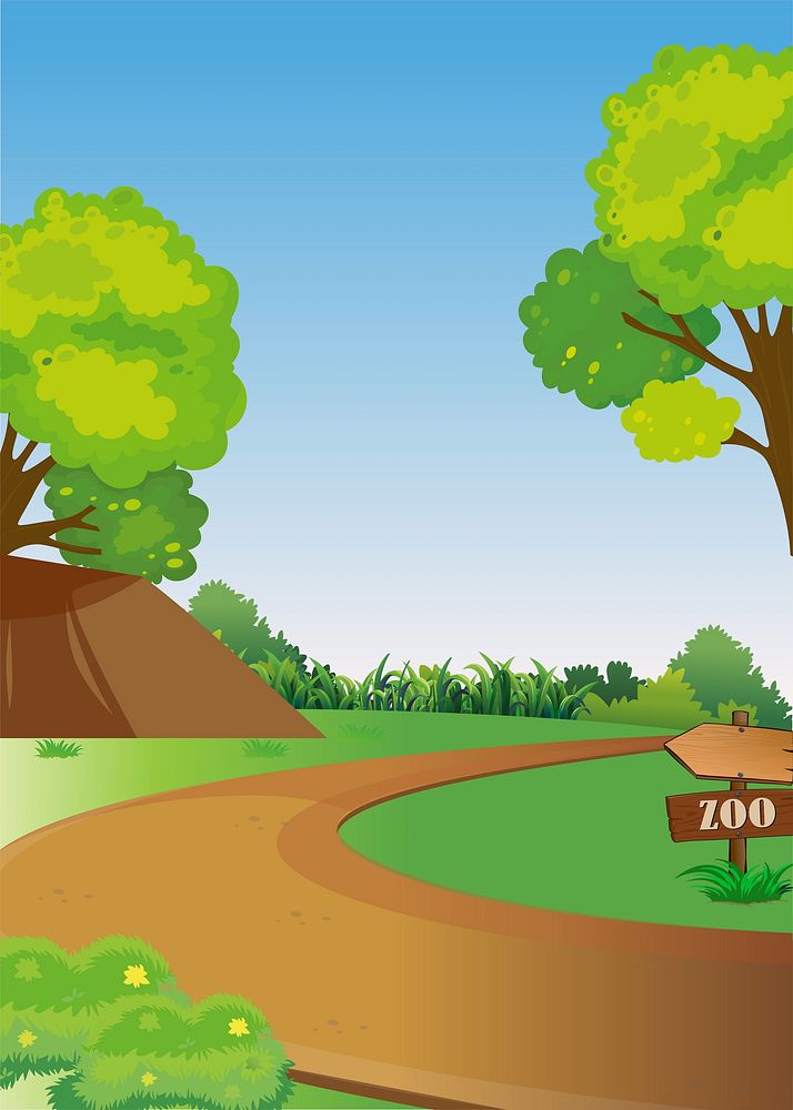 Road to the zoo clipart vector. Free public domain CC0 image.