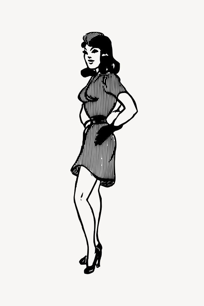 Vintage woman in uniform clipart vector. Free public domain CC0 image.