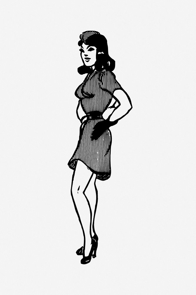 Vintage woman in uniform illustration. Free public domain CC0 image.