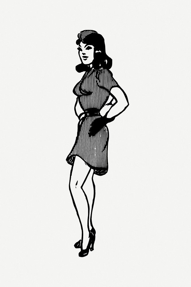 Vintage woman in uniform clipart psd. Free public domain CC0 image.