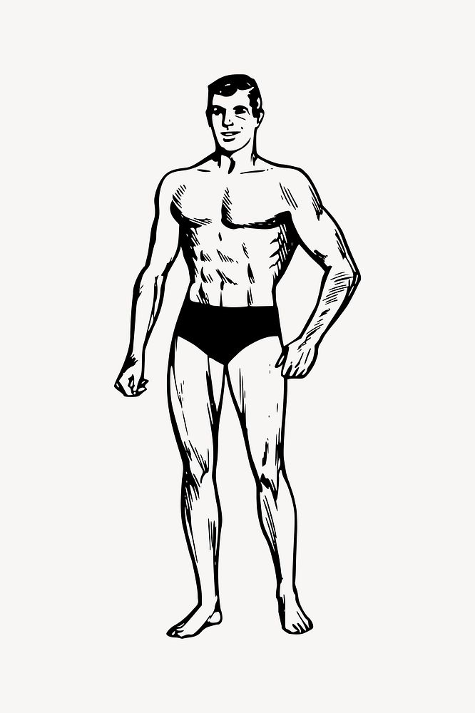 Muscle man collage element vector. Free public domain CC0 image.