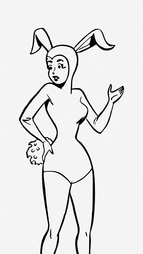 Bunny girl illustration. Free public domain CC0 image.