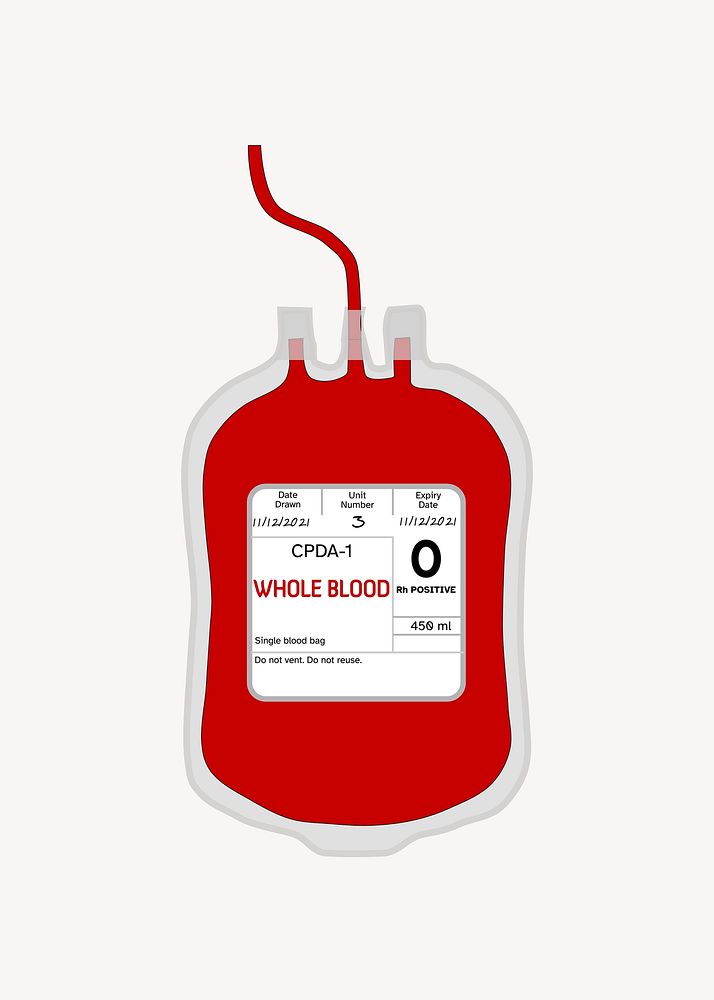 Blood bag clipart, illustration vector. Free public domain CC0 image.