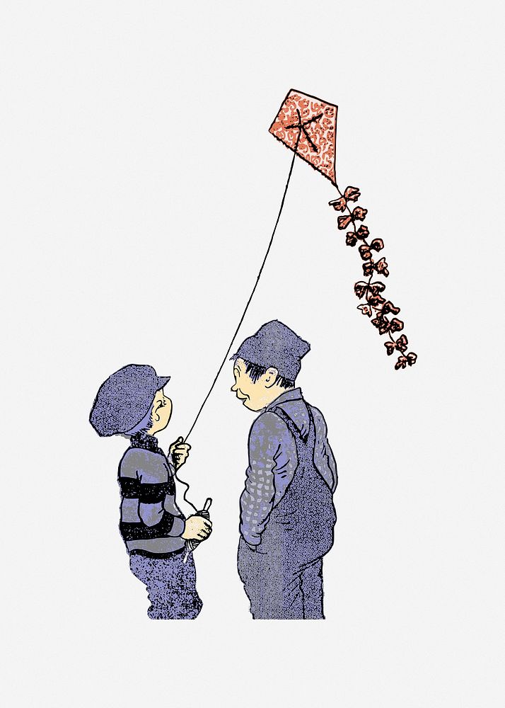 Vintage asian kite illustration, clip art. Free public domain CC0 image.
