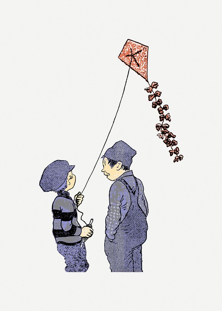 Vintage asian kite clip art psd. Free public domain CC0 image.