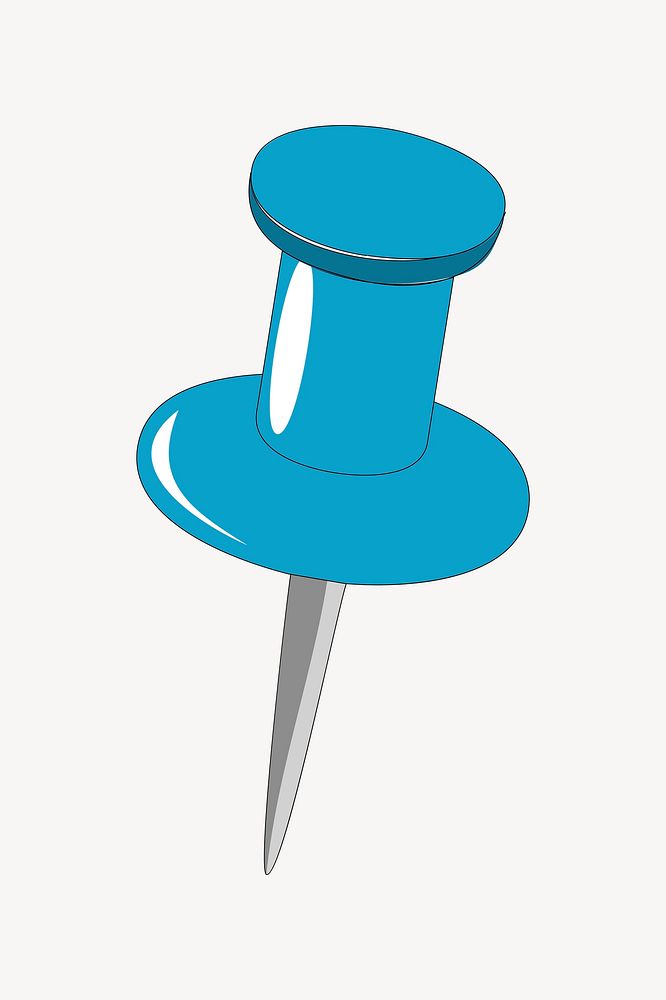 Blue pin illustration, clip art. Free public domain CC0 image.