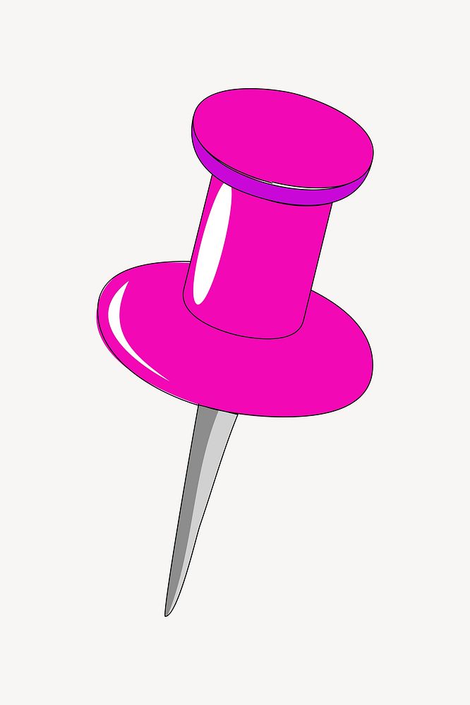 Pink pin clipart, illustration vector. Free public domain CC0 image.