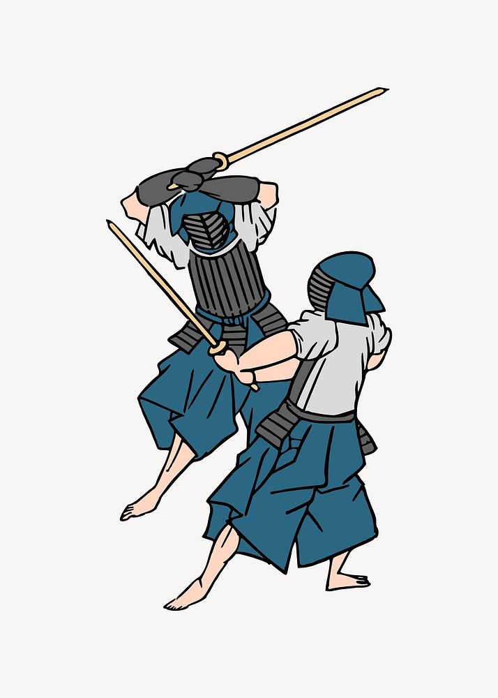 Japanese kendo sword illustration, clip art. Free public domain CC0 image.