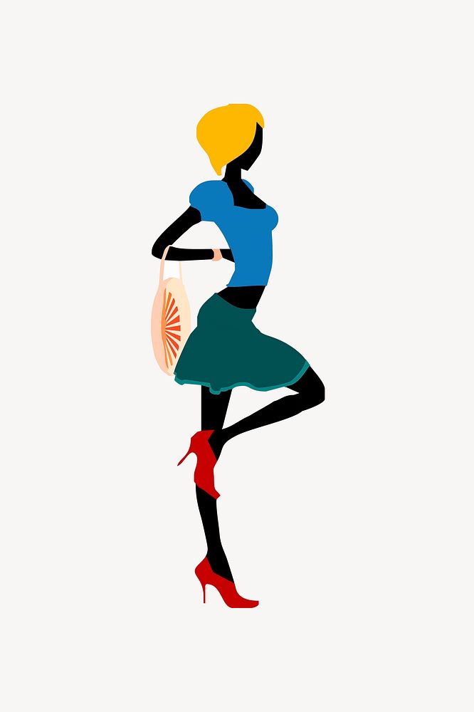 Woman shopping illustration, clip art. Free public domain CC0 image.