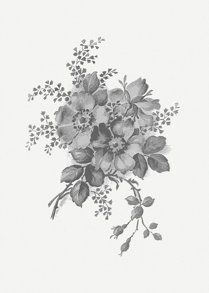 Vintage flower clip art psd. Free public domain CC0 image.