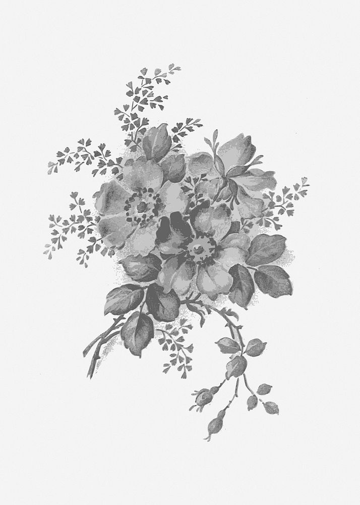 Vintage flower clipart vector. Free public domain CC0 image.