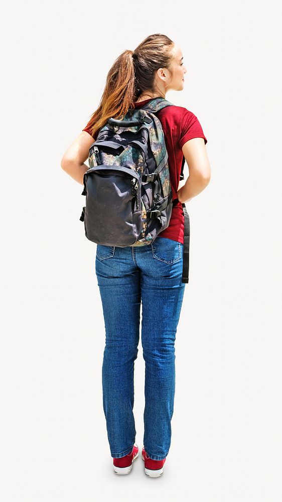 Woman backpack isolated image on white