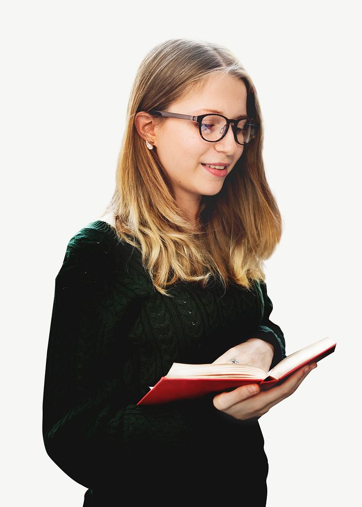 Woman studying isolated graphic psd