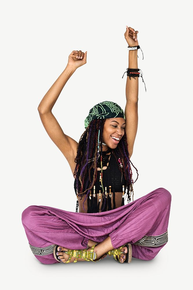 Hippie black woman isolated graphic psd