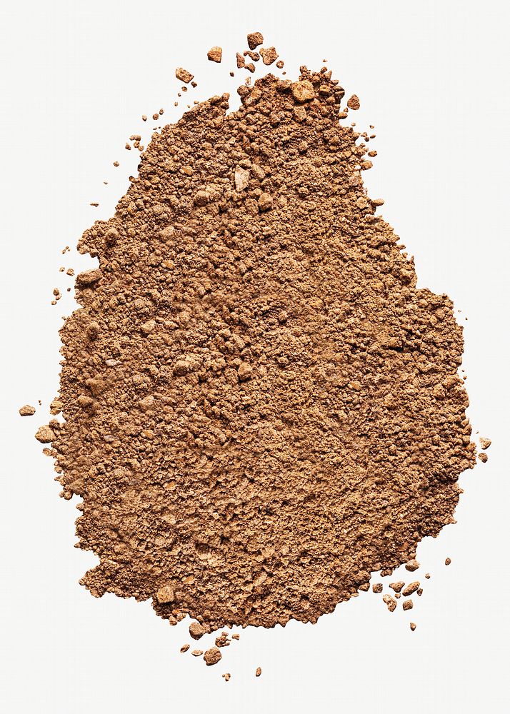 Brown powder, isolated object on white
