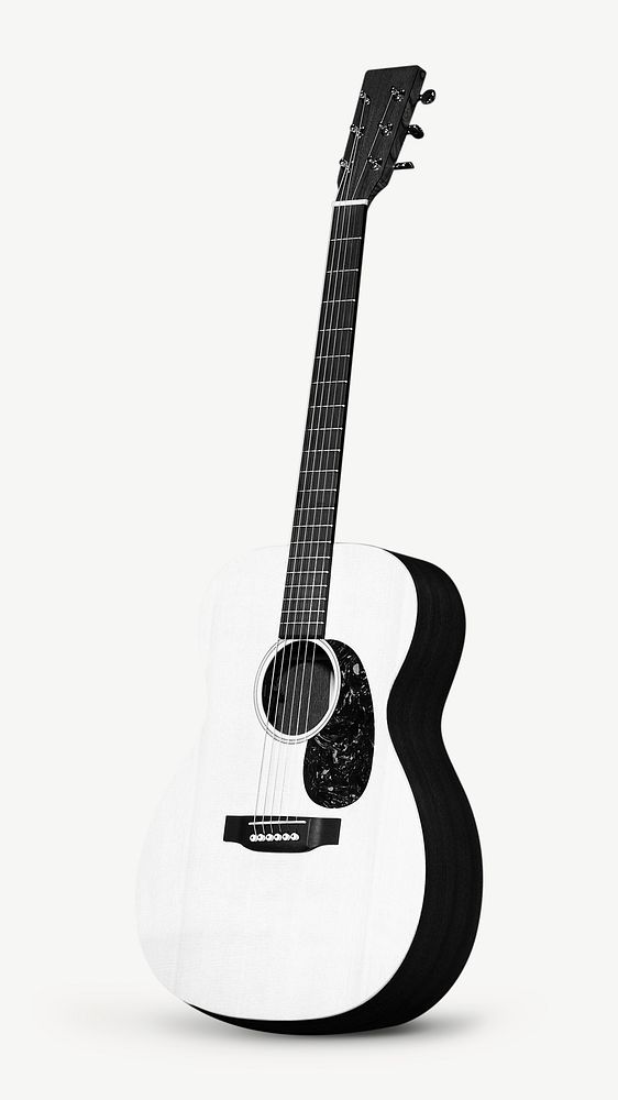 Acoustic guitar design element psd, black and white