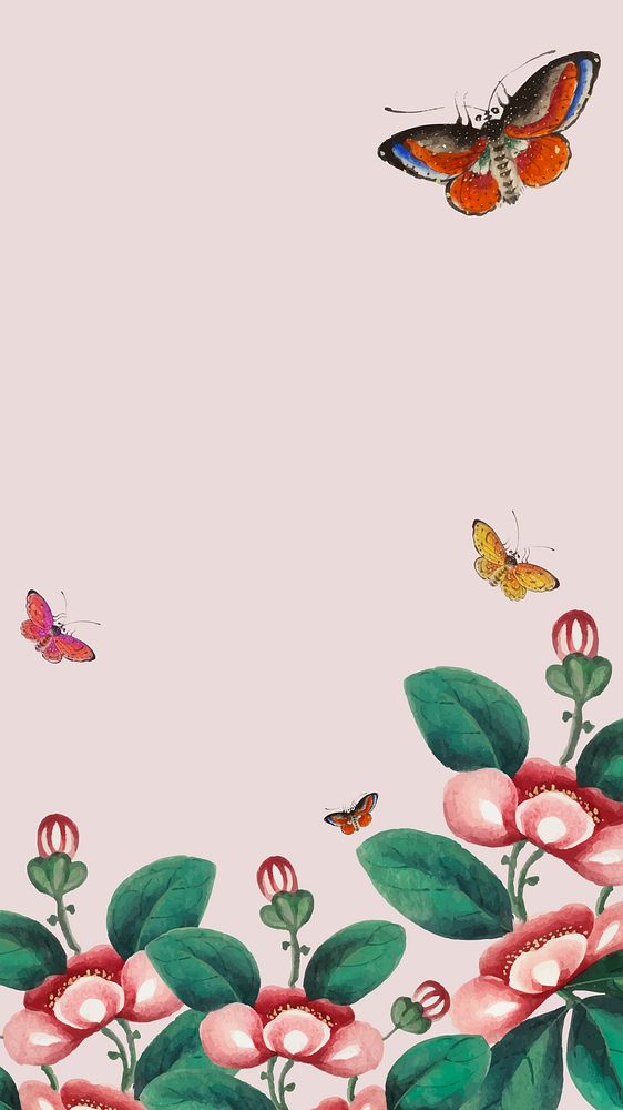 Vintage flower iPhone wallpaper, spring design on pastel background