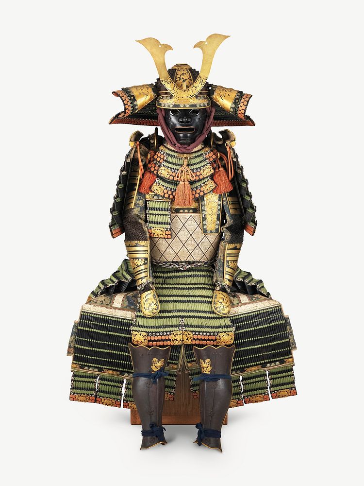 Japanese armor illustration collage element psd. Remixed by rawpixel.
