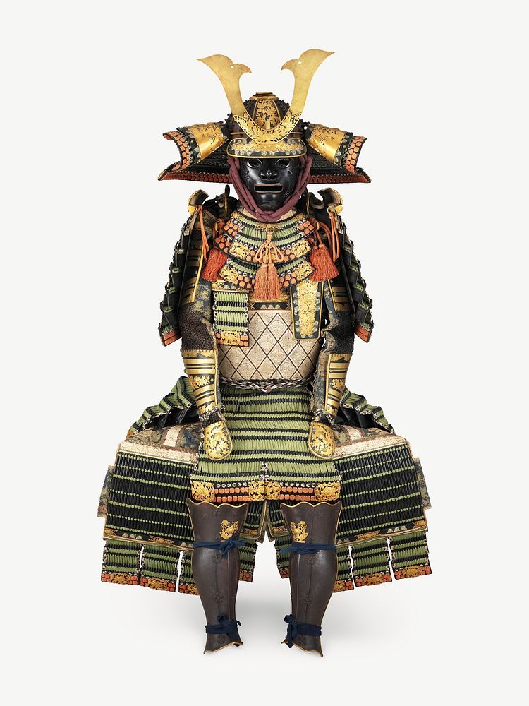 Japanese armor illustration collage element psd. Remixed by rawpixel.