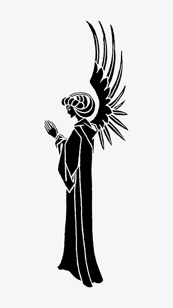 Praying angel illustration isolated design. Remixed by rawpixel.