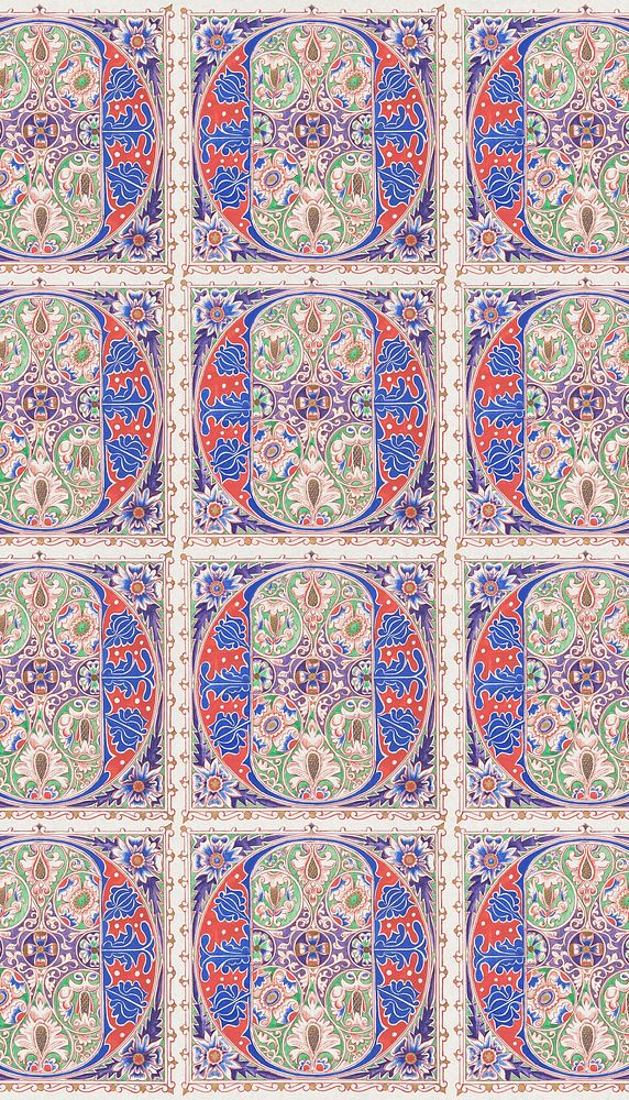 Vintage floral rug pattern iPhone wallpaper. Remixed by rawpixel.