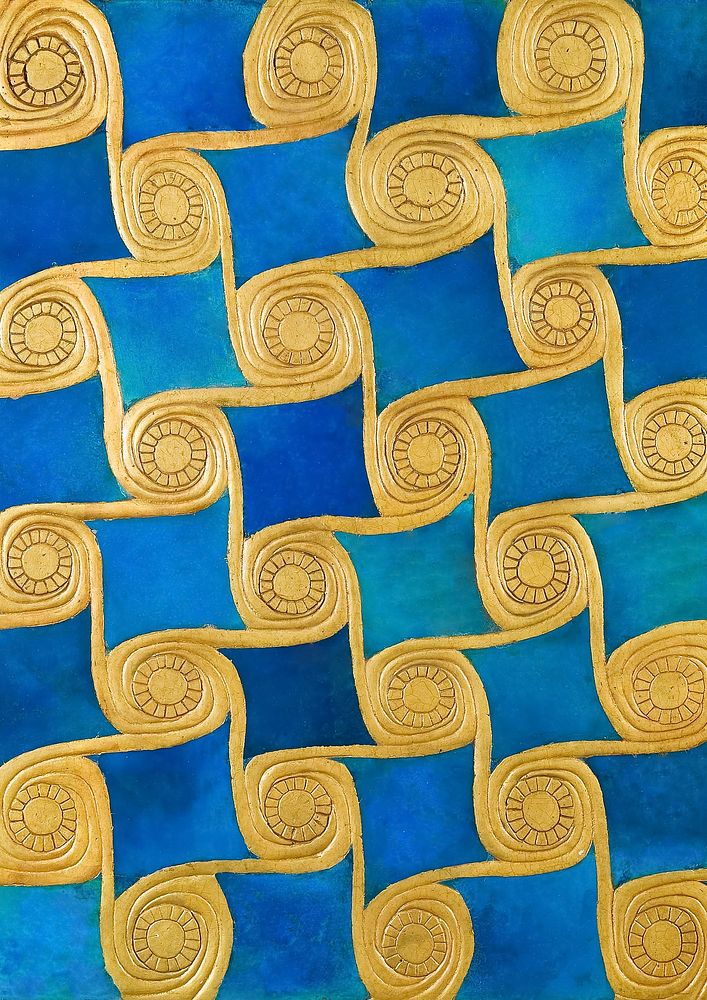 Egyptian's gold & blue pattern background, Reconstruction of Geometric Decoration. Remixed by rawpixel.